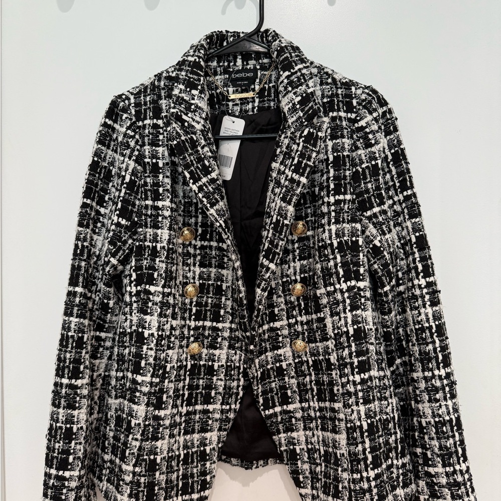 Bebe Black and White Tweed Jacket